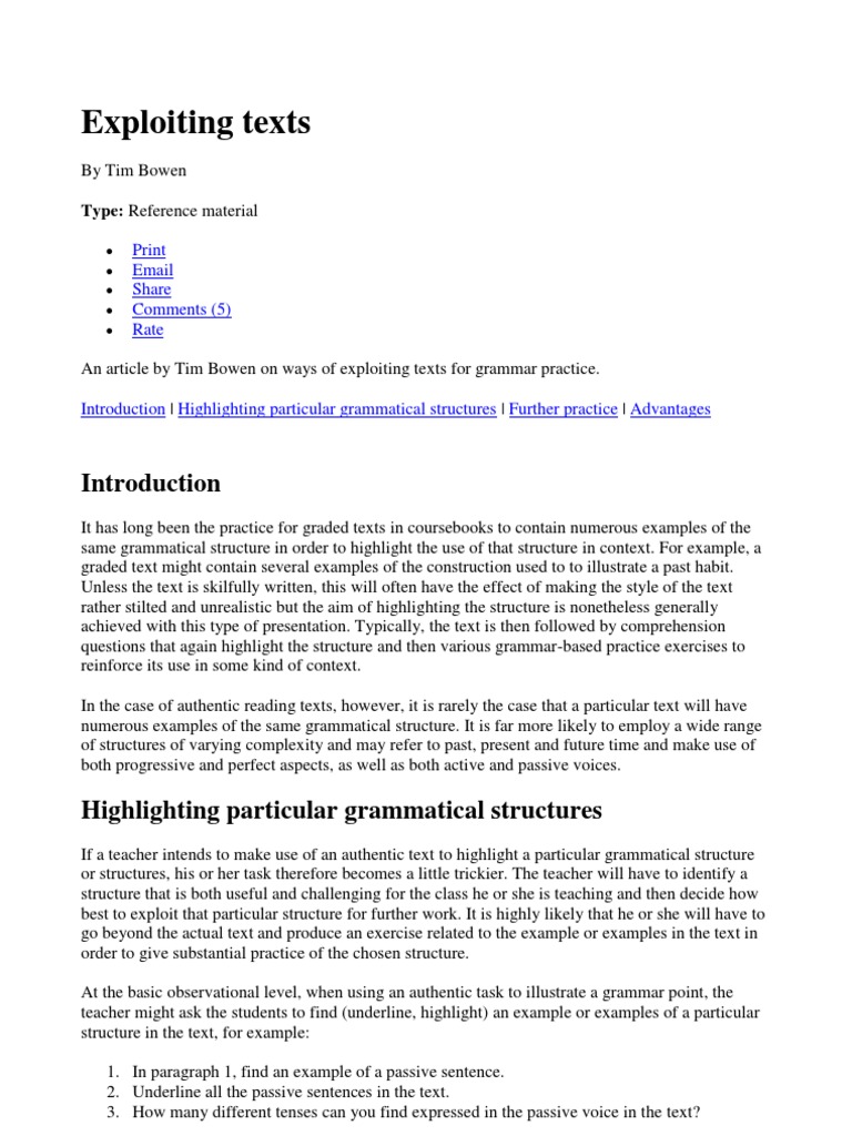 Exploiting Texts Grammar Sentence (Linguistics) Free 30day Trial