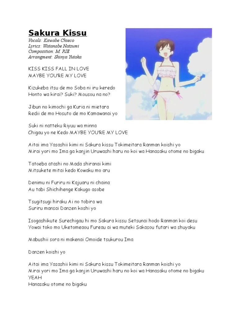 Lyric Of Sakura Kiss Op Of Ouran High School Host Club