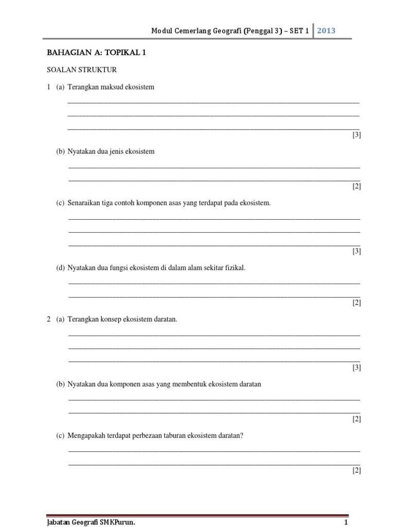 Modul Cemerlang Geografi 2013 (Penggal 3) - Bahagian A