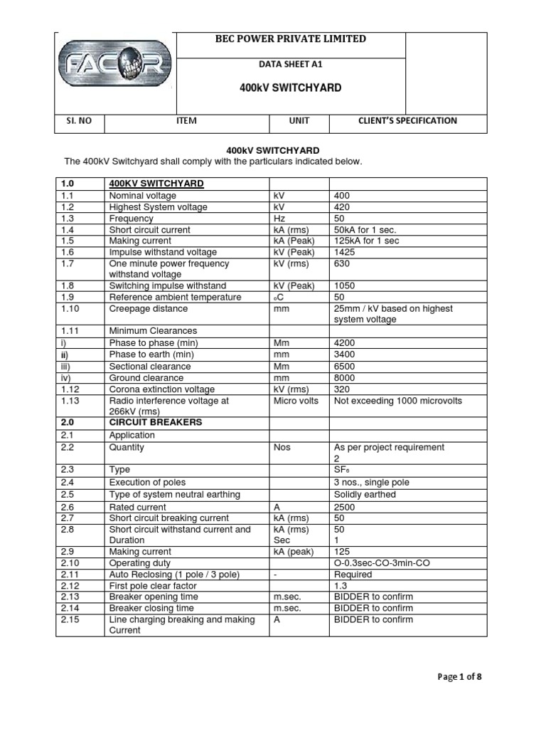 ANNEXURE 2 (Electrical Data Sheets) PDF Battery Charger Insulator
