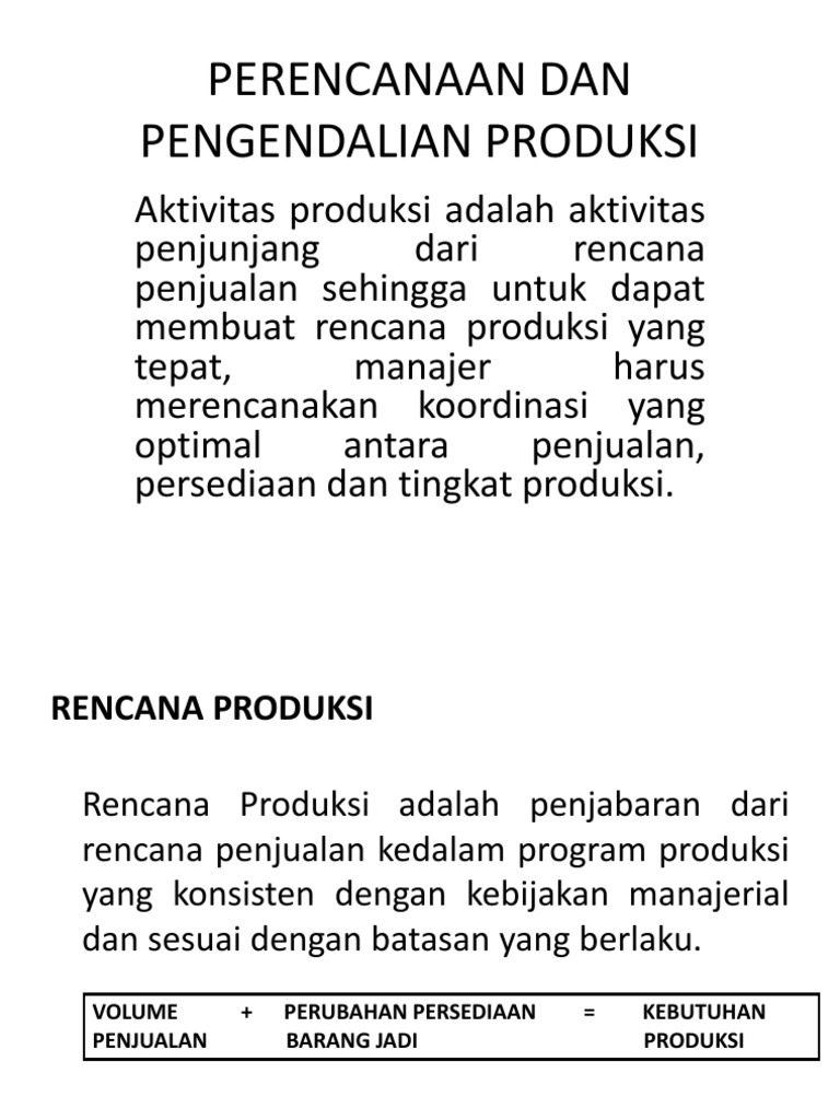Perencanaan Dan Pengendalian Persediaan