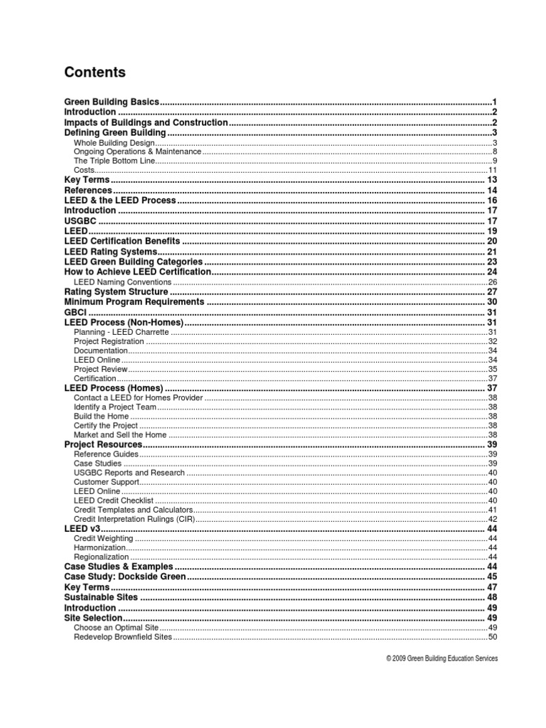 GBES LEED Green Associate Study Guide TOC | PDF | Leadership In Energy ...