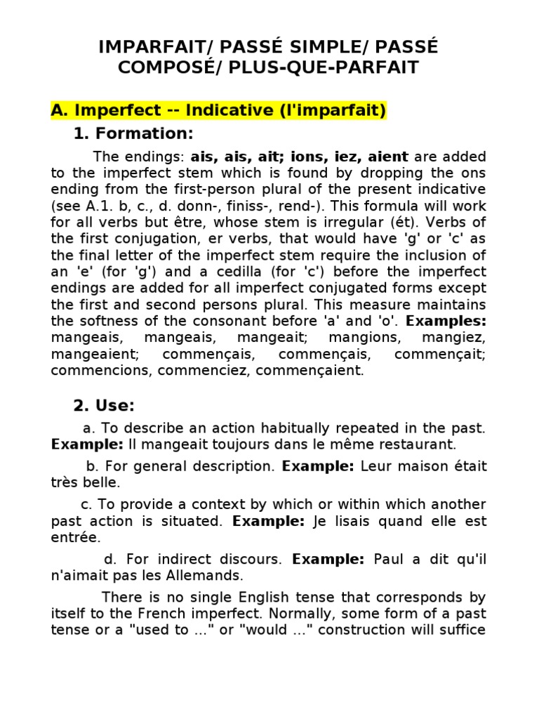 Passé composé vs imparfait exercises pdf with answers image