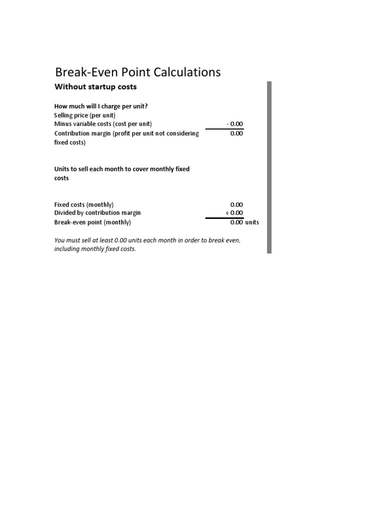 Break-Even Point Calculation Guide | PDF