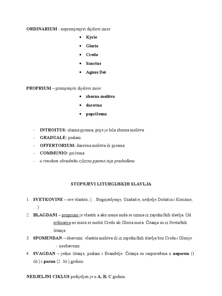 Ordinarium Et Proprium Missae | PDF