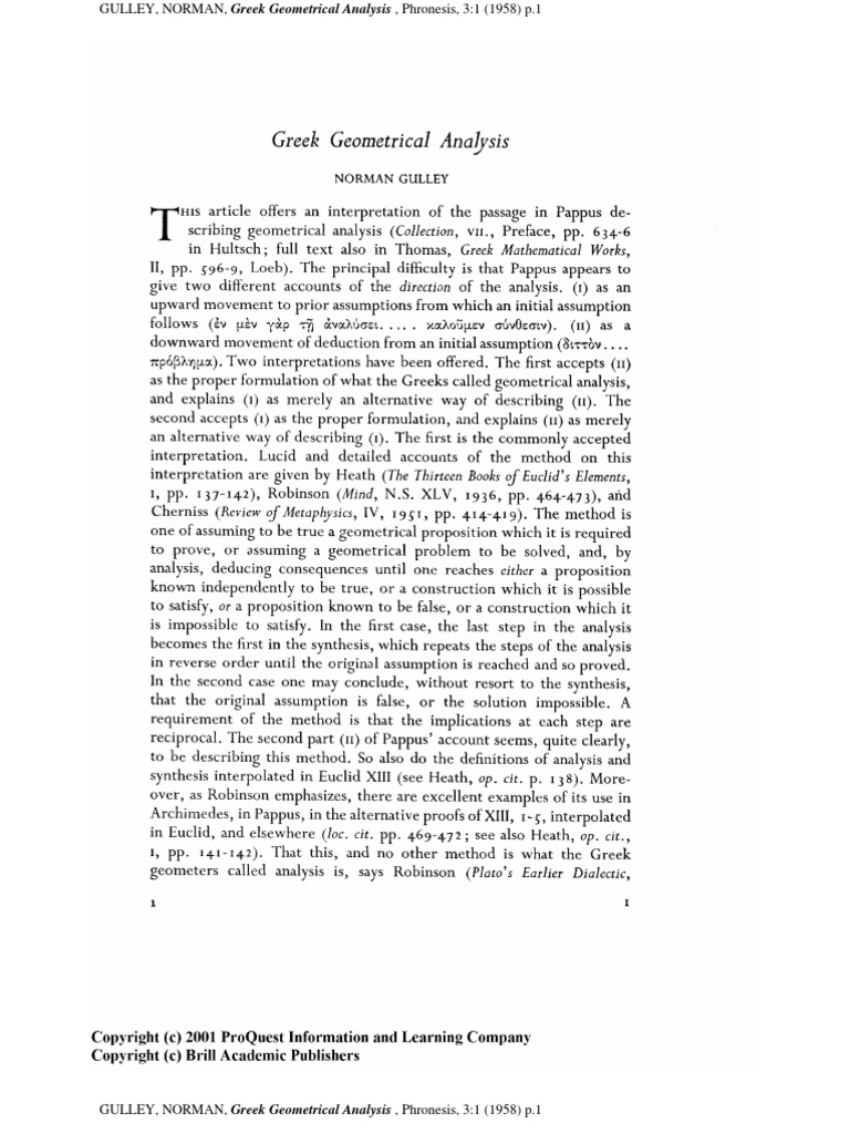 Phronesis - A Journal For Ancient Philosophy, Vol 3, #1-2, 1958 | PDF
