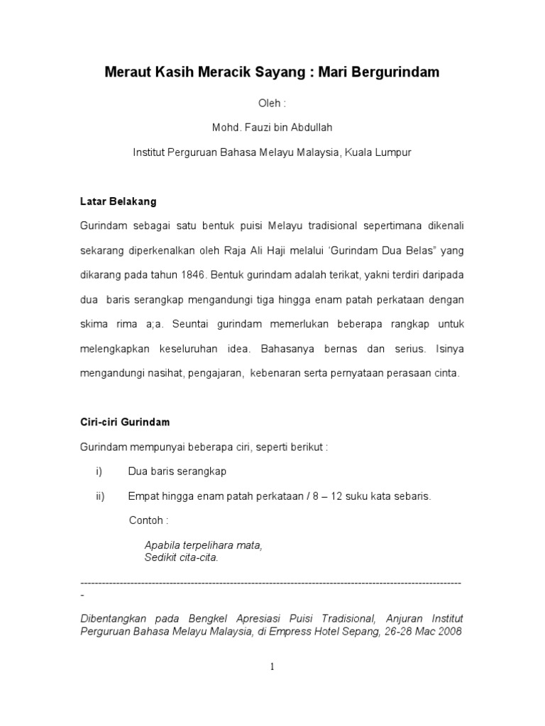 Meraut Kasih Meracik Sayang Mari Bergurindam Latar Belakang