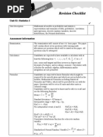 Revision Checklist: Unit S1: Statistics 1