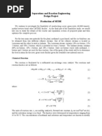 Separations and Reaction Engineering Design Project Production of MTBE