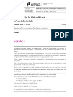 Versão 1: Prova Escrita de Matemática A