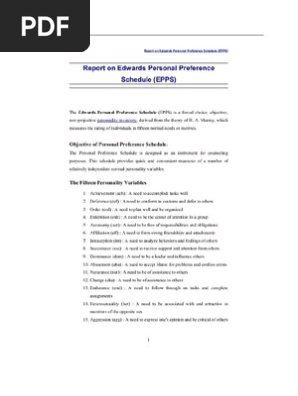40156050 the Edwards Personal Preference Schedule