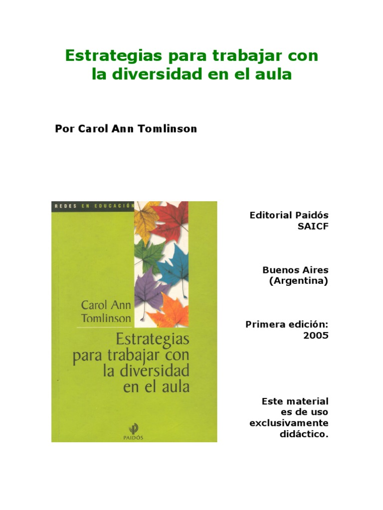 Estrategias para Trabajar Con La Diversidad en El Aula | PDF | Salón de ...