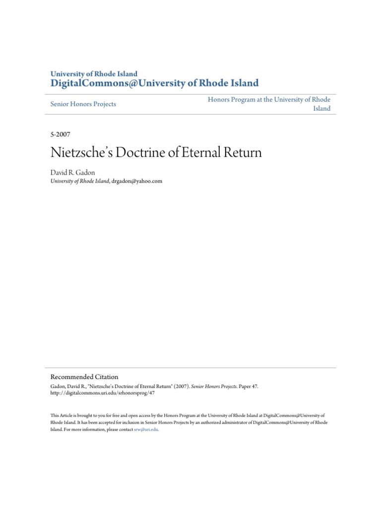 Nietzsche's Doctrine of Eternal Return | PDF | Friedrich Nietzsche ...