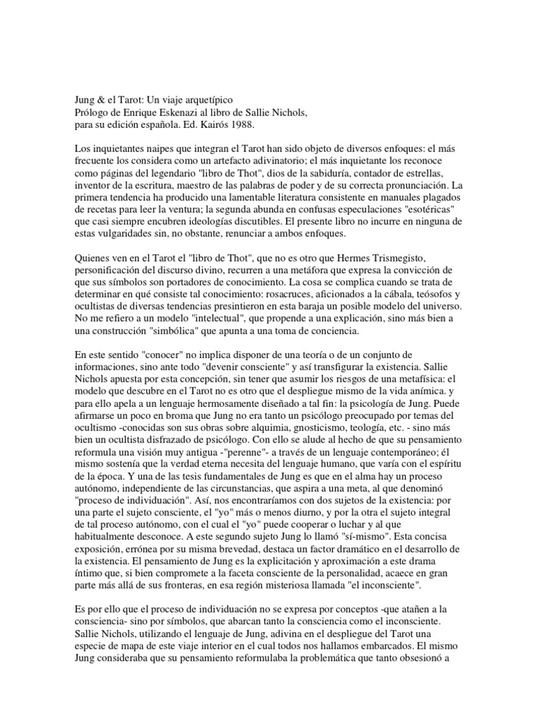 Jung y El Tarot Un Viaje Arquetipico PDF Carl Jung Tarot