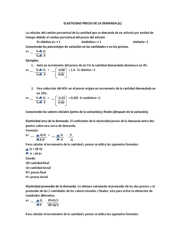 Elasticidad Precio de La Demanda 1 | PDF | Elasticidad (economía) | La ...