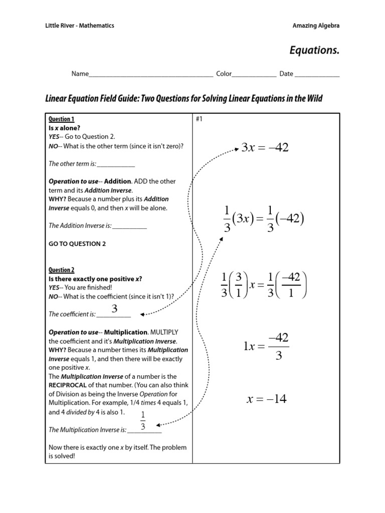 Solving Linear Equations Guide | PDF | Multiplication | Equations
