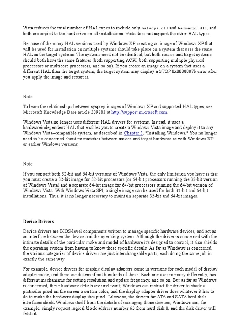 HAL Types in Windows XP vs. Vista | PDF | File System | Device Driver