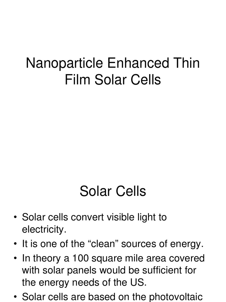 Nanoparticle-Enhanced Solar Cell Efficiency | PDF | Solar Cell | Thin ...