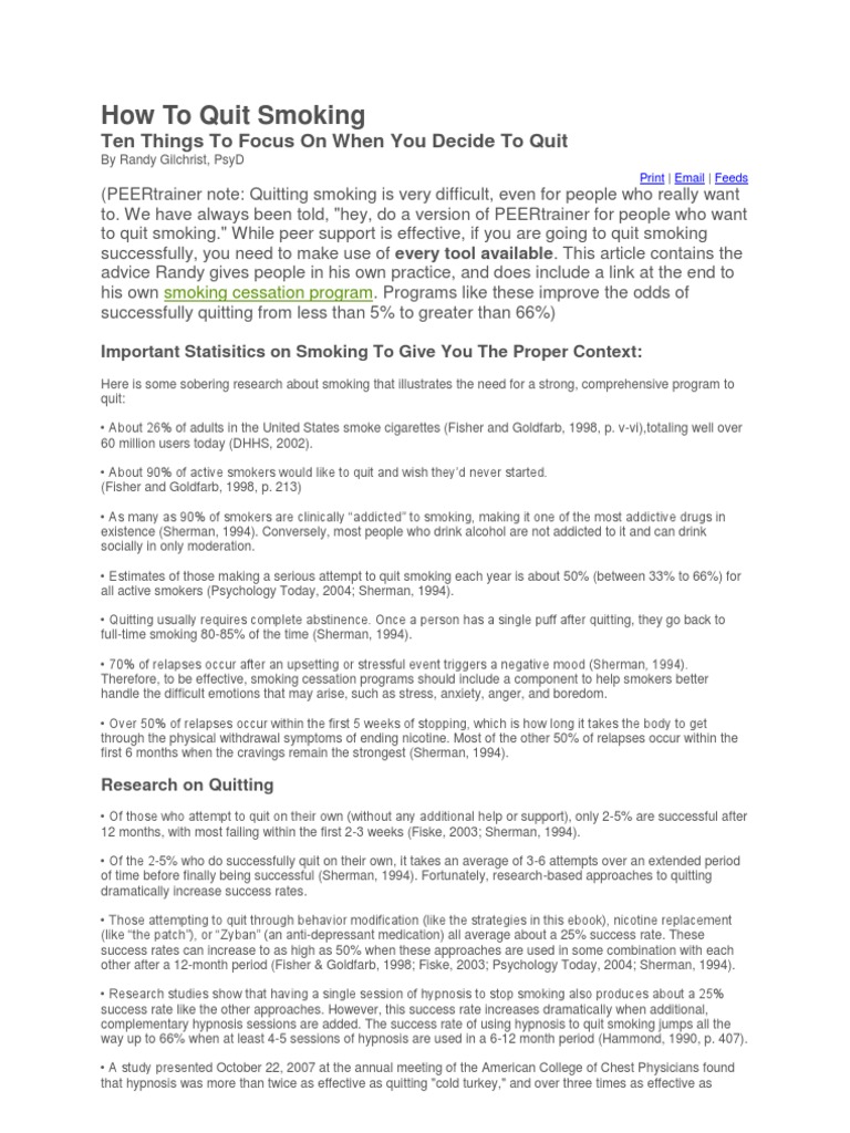 How To Quit Smoking PDF Smoking Cessation Hypnosis