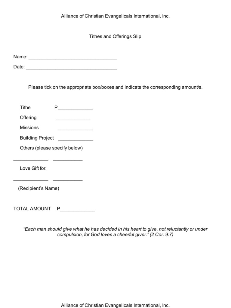 Tithes and Offerings Submission Form | PDF | Tithe | Protestant ...