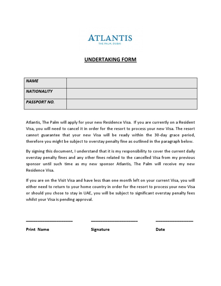 Undertaking Form | PDF | Business | Finance & Money Management
