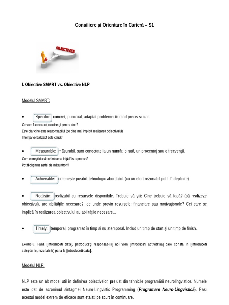 Obiective SMART, Fereastra Johari | PDF