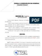 Decizia 649 Consiliul Unbr 15 Dec 2012 de Primire in Profesie Oct 2012