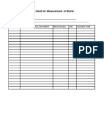 Data Sheet For Measurement of Works Project Title