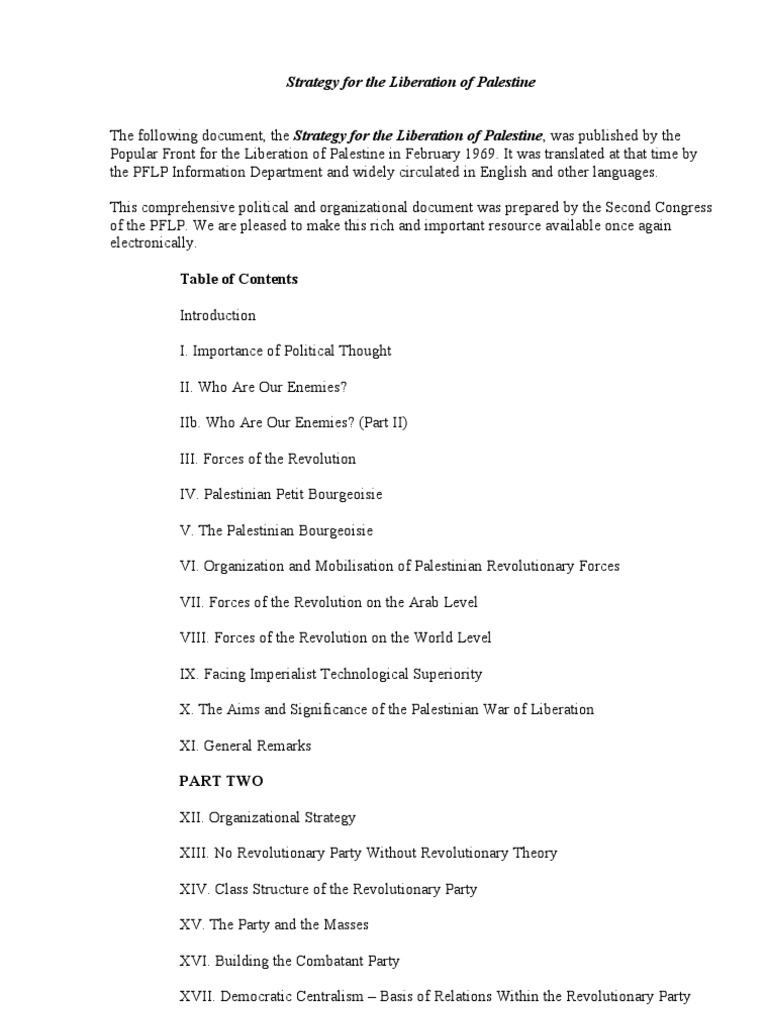 PFLP - Strategy For The Liberation of Palestine, 1969 | PDF | Zionism