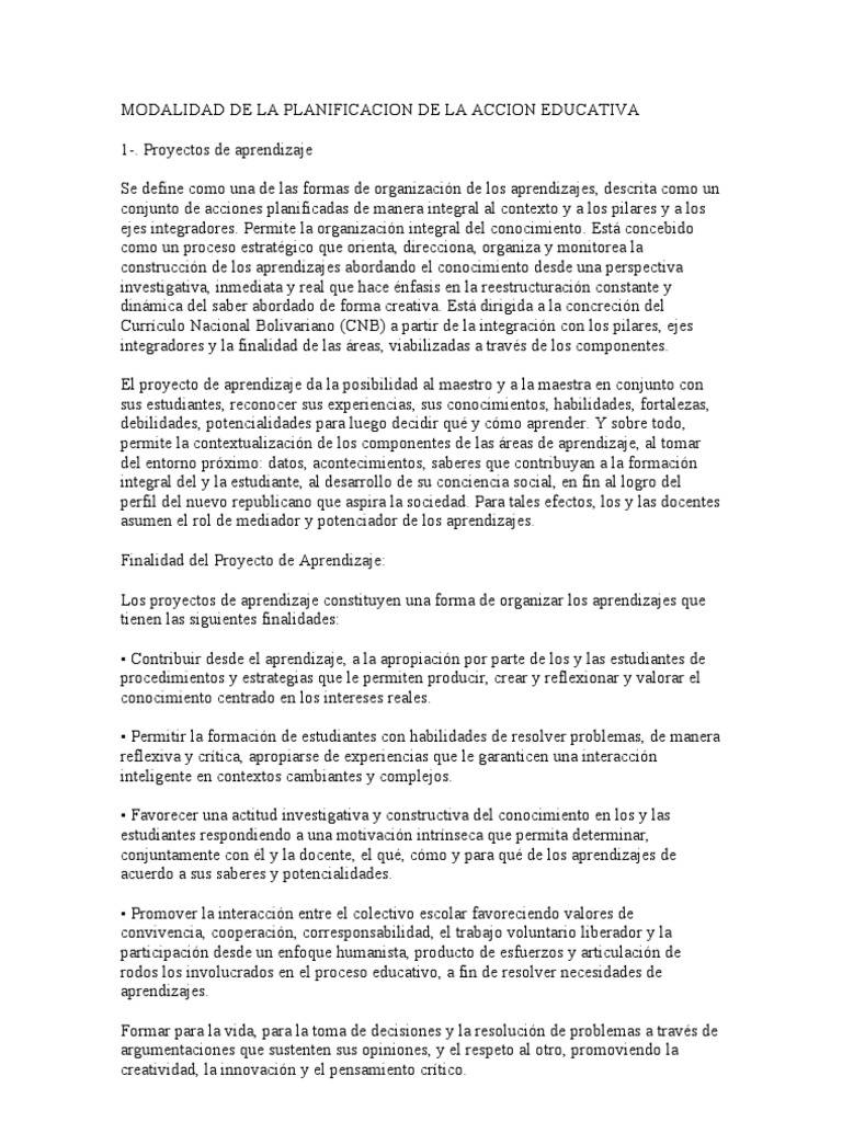 Proyectos de Aprendizaje en Educación | PDF | Plan de estudios ...