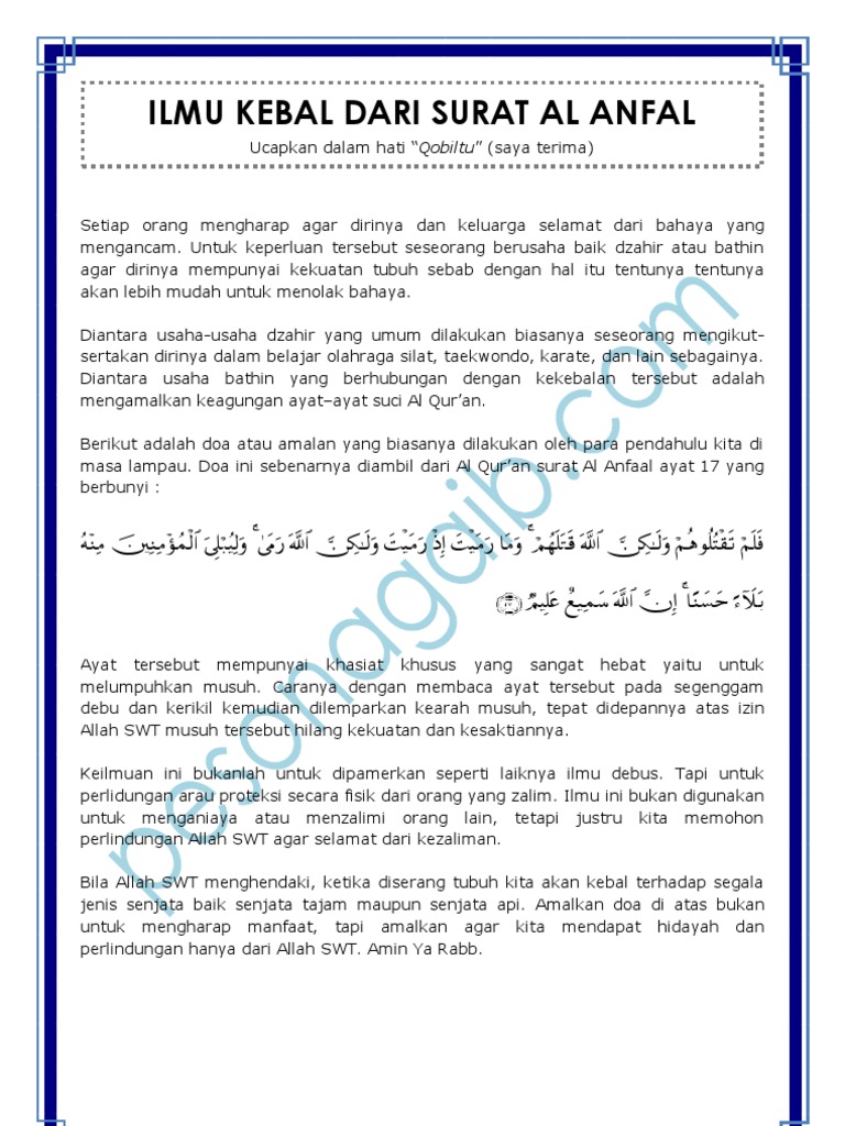 Belajar Ilmu Kebal Dari Surat Al Anfal Pdf