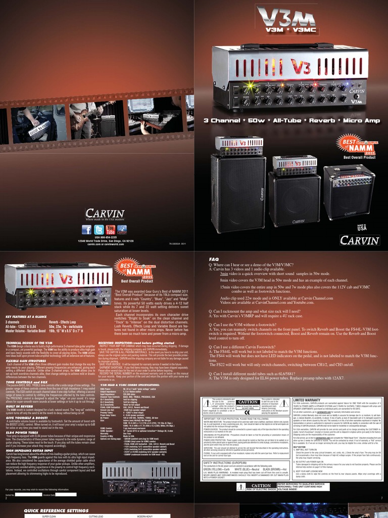 Carvin v3m | PDF | Equalization (Audio) | Loudspeaker