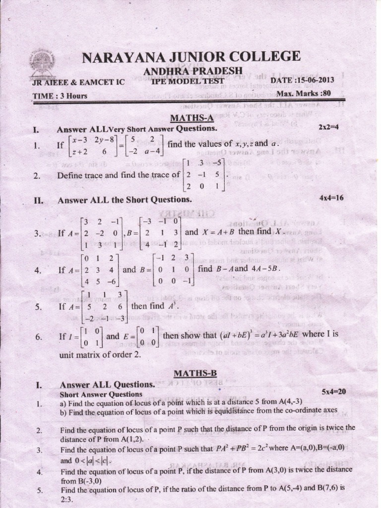 Inter 2nd year english model paper 2021 image