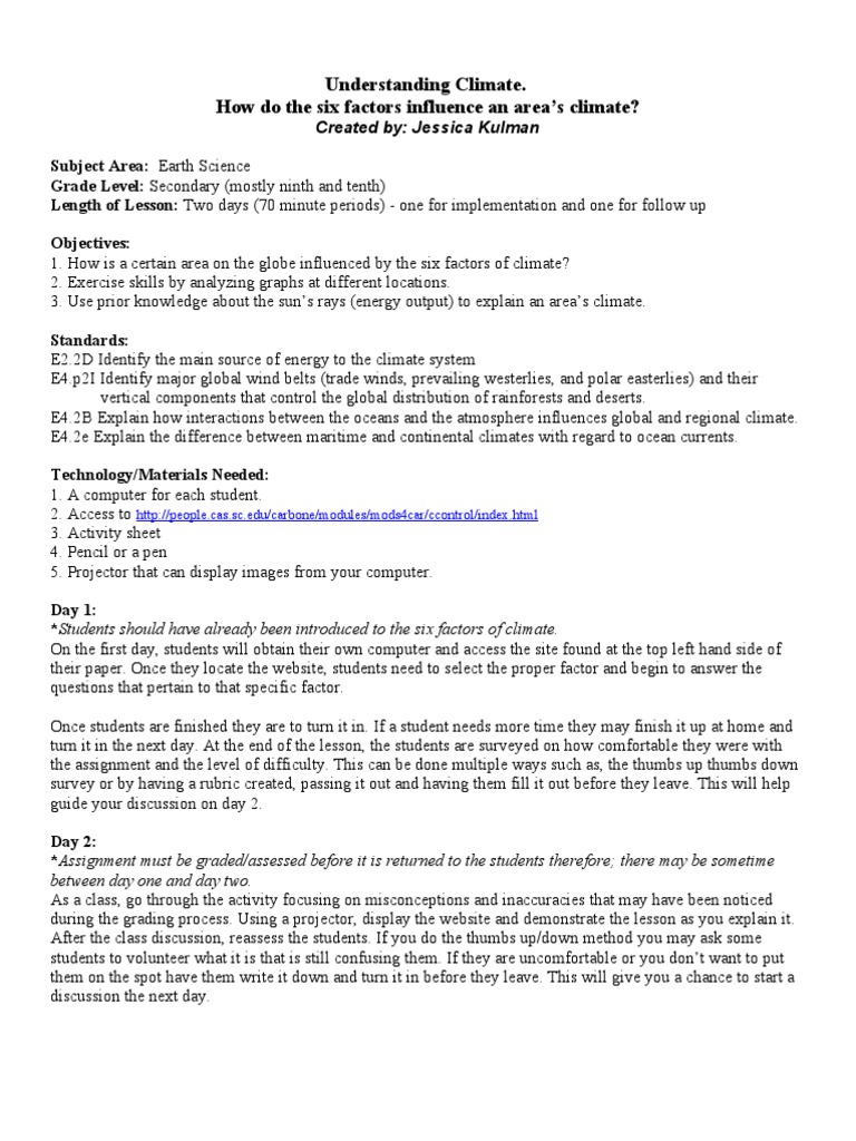 Uploadable Climate Control Computer Lesson Plan Final 01 | PDF ...