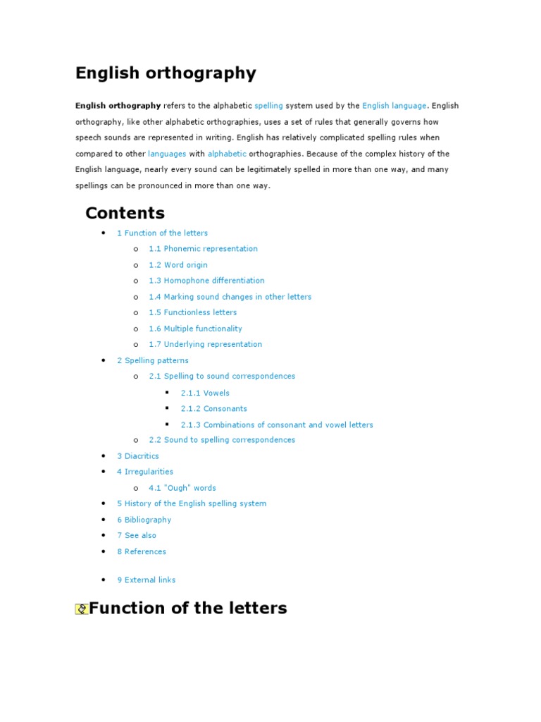 English Orthography Orthography English Language