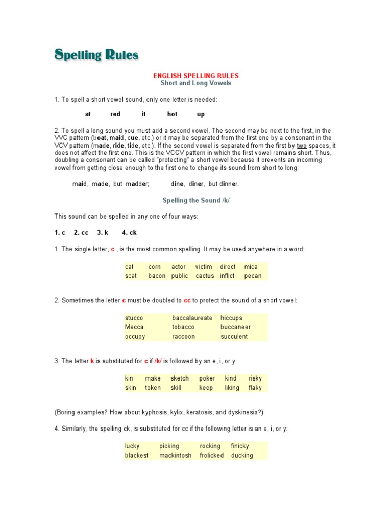 English Spelling Rules
