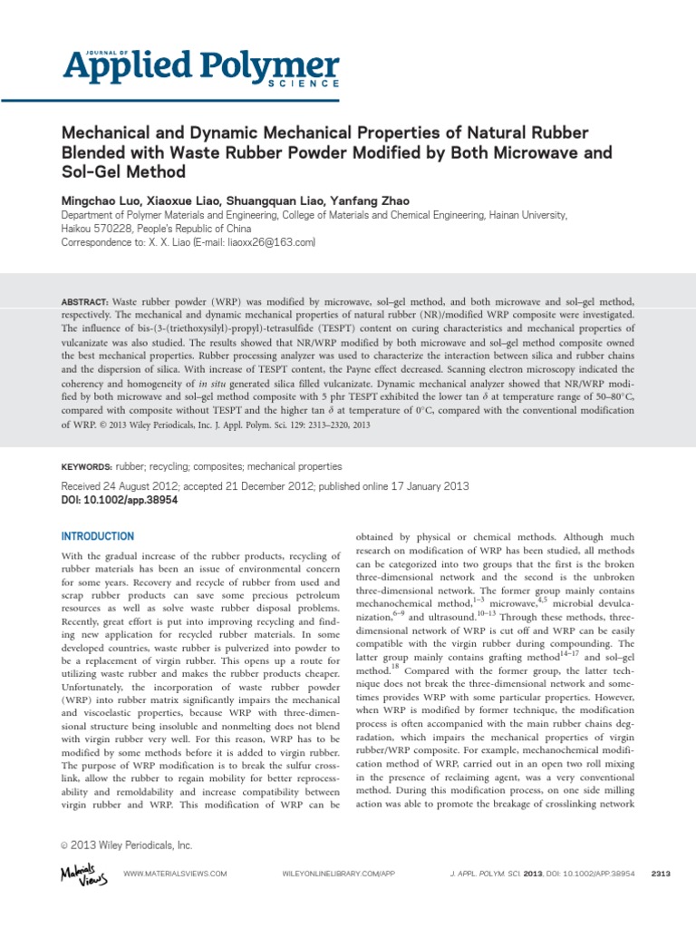 Properties of Natural Rubber Composites | PDF | Cross Link | Natural Rubber