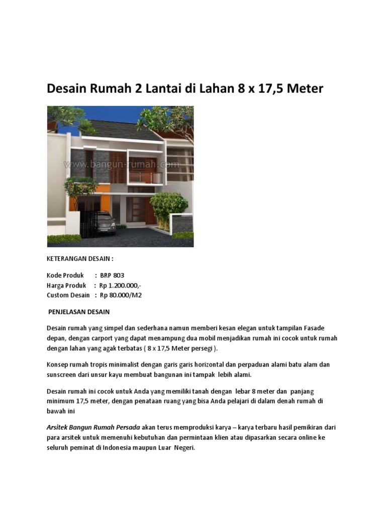 Desain Rumah 2 Lantai Di Lahan 8 X 17 PDF Desain Rumah 2 Lantai Di Lahan 8 X 17 PDF