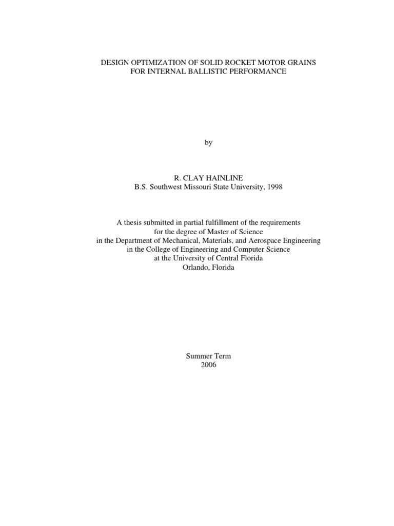 Design Optimization of Solid Rocket Motor Grains | PDF | Rocket ...