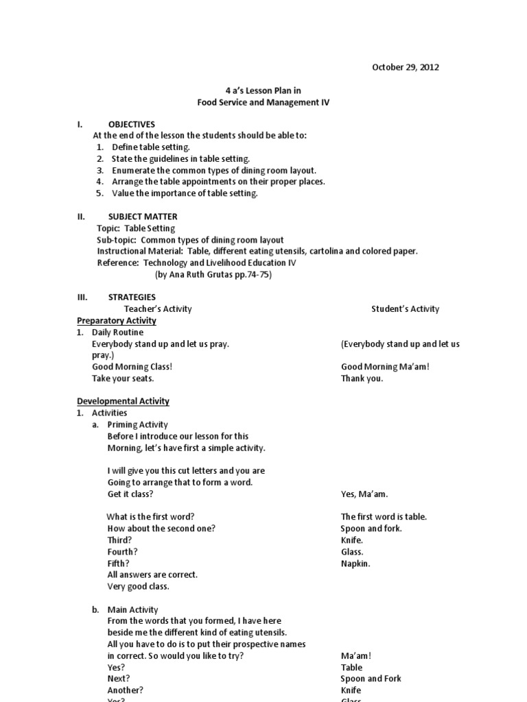 Lesson Plan Teaching And Learning Further Education