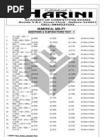Numerical Ability: Additions & Subtractions Test - 1
