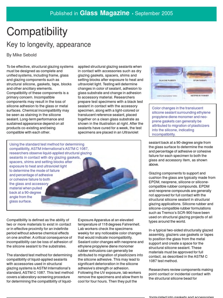 Glazing Compatibility6 PDF | PDF | Silicone | Adhesive