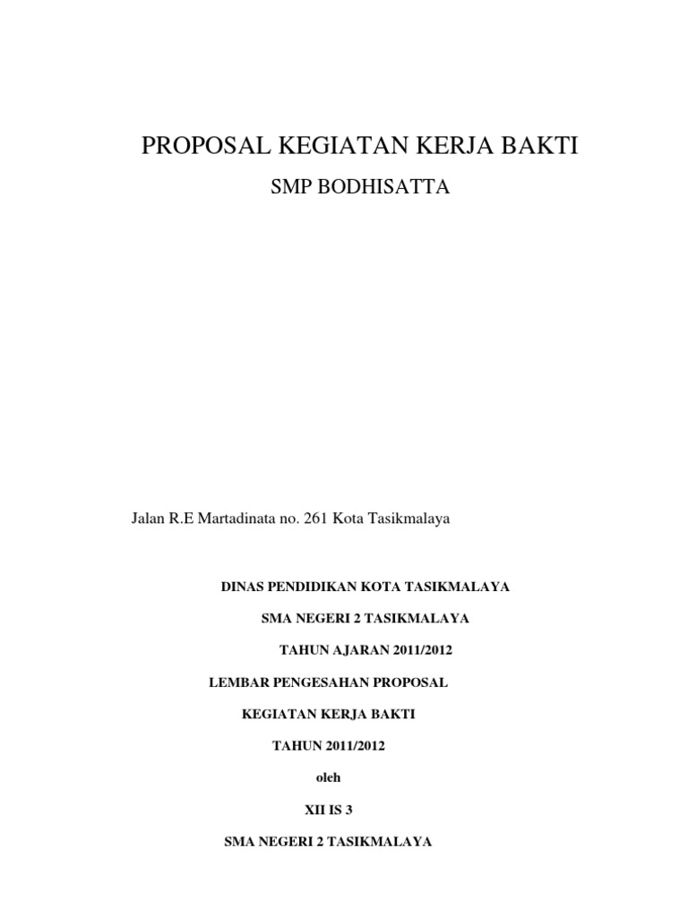 Proposal Kegiatan Kerja Bakti Smp Bodhisatta