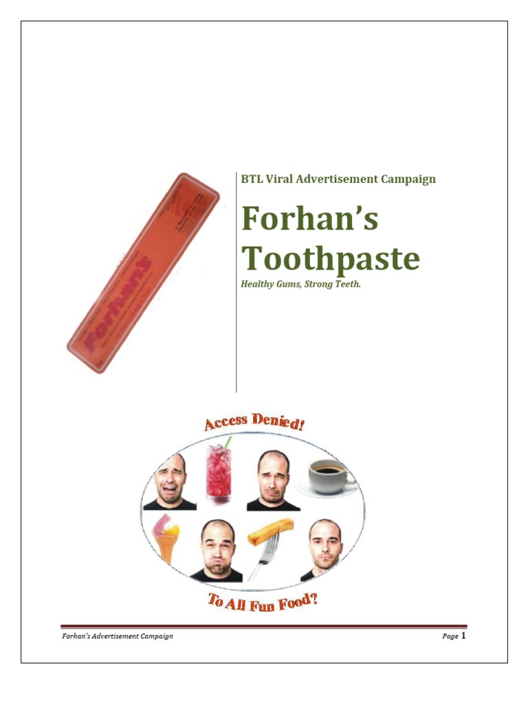 Advertisement Campaign Forhan's Toothpaste PDF Oral Hygiene