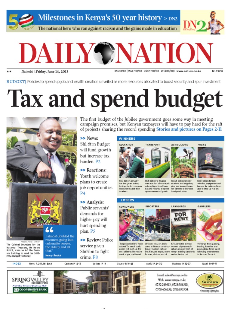 Daily Nation Friday 14th June 2013 | Taxes | Pastoralism - 