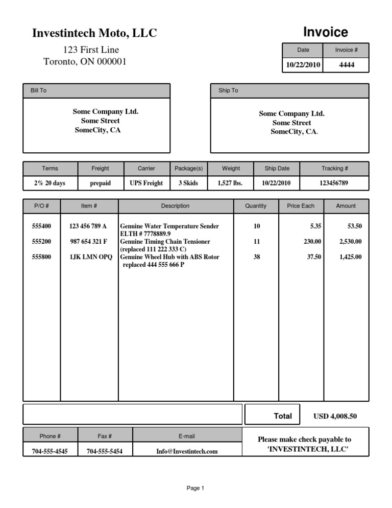 Invoice for Genuine Auto Parts Purchase | PDF