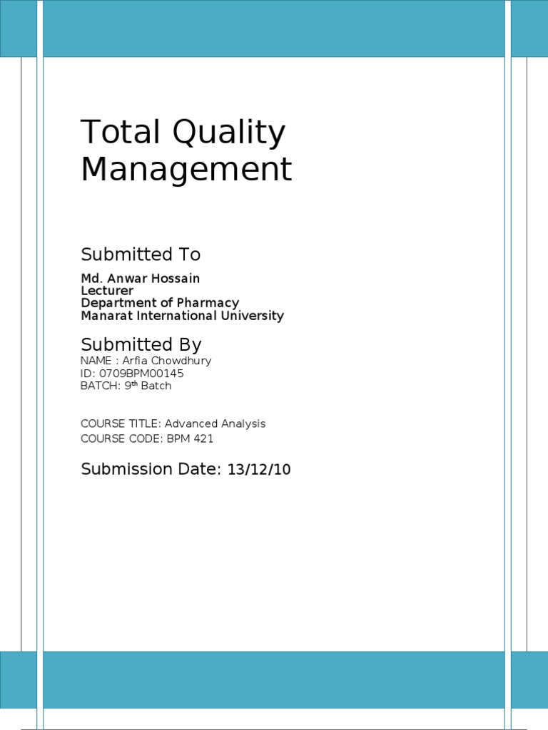 Total Quality Management Overview | PDF | Quality Management | Business ...