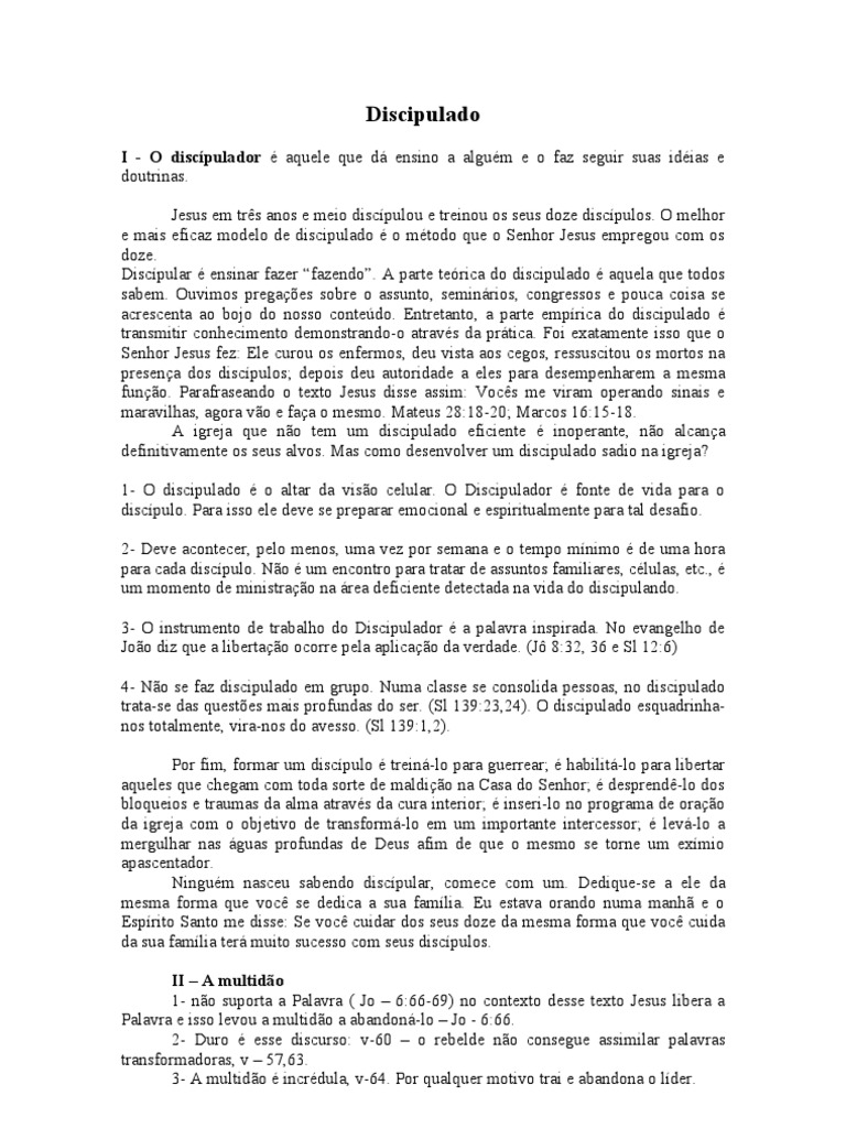 Discipulado: Práticas e Desafios | PDF | Evangelho de Marcos | Conteúdo ...