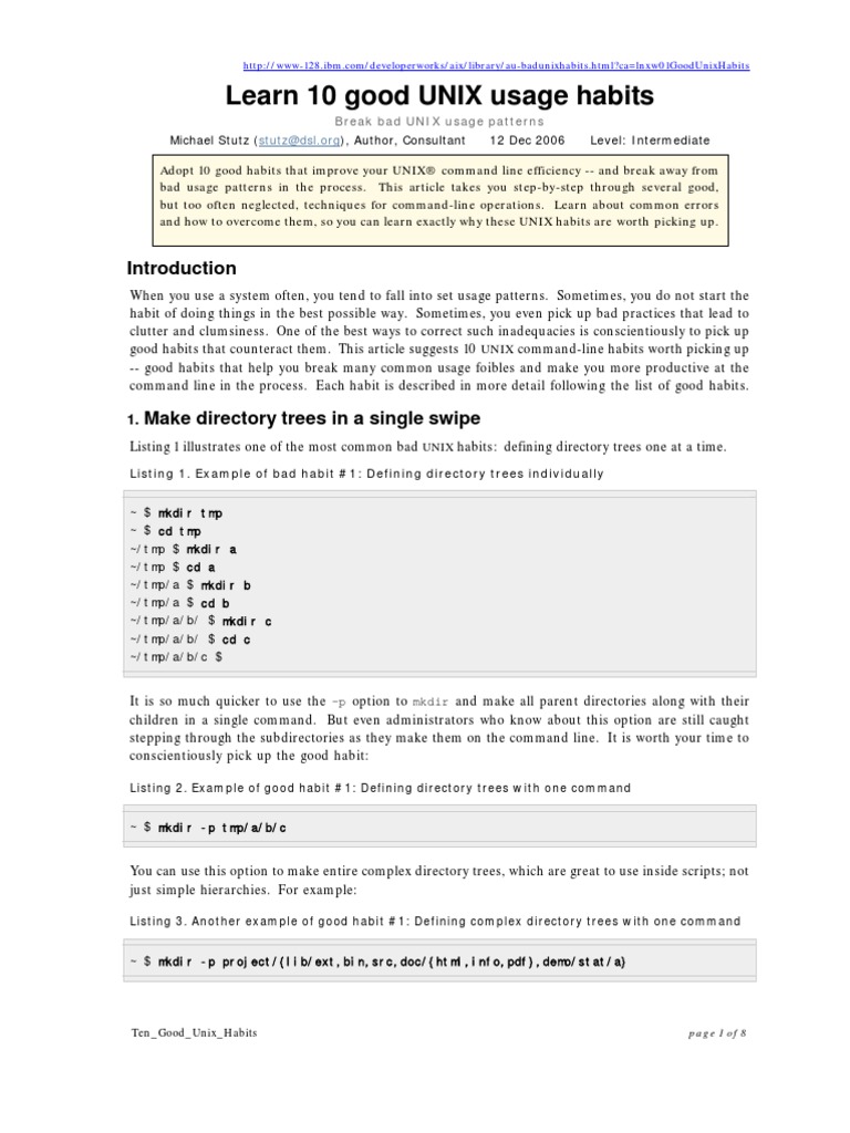 Ten Good Unix Habits PDF | PDF | Command Line Interface | System Software