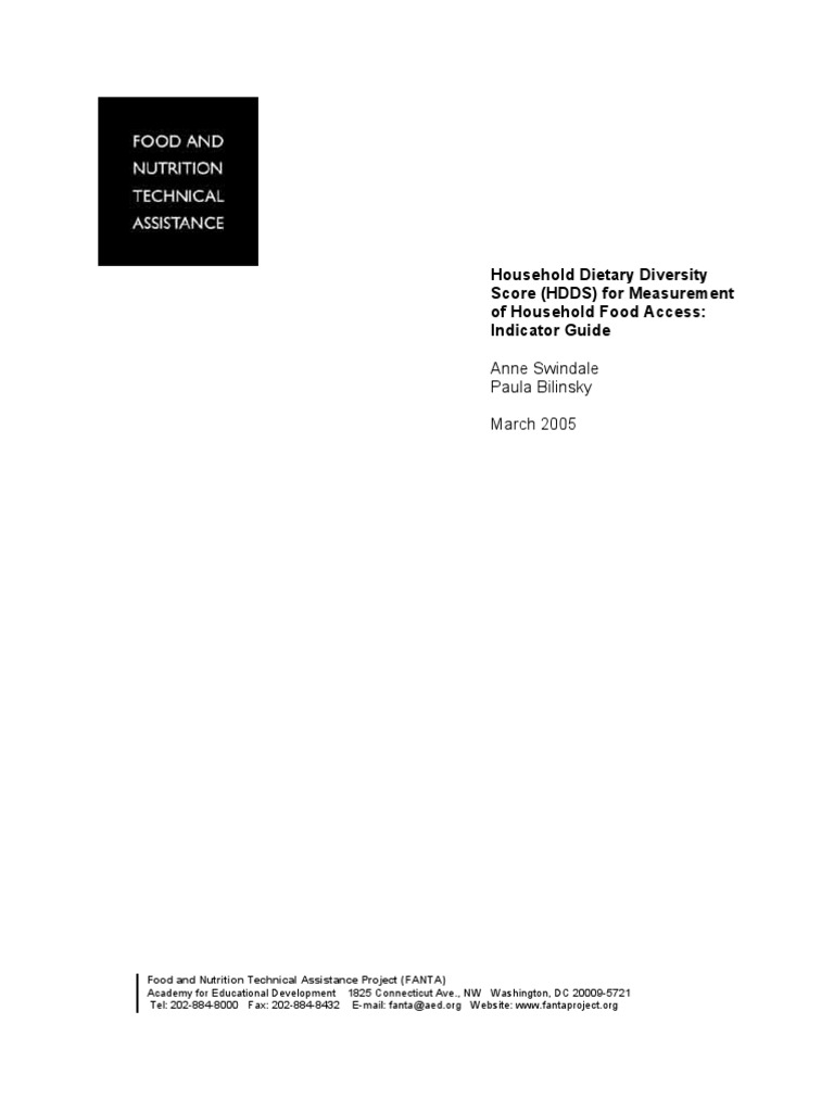 Household Dietary Diversity Score Guide | PDF | Food Security | Foods